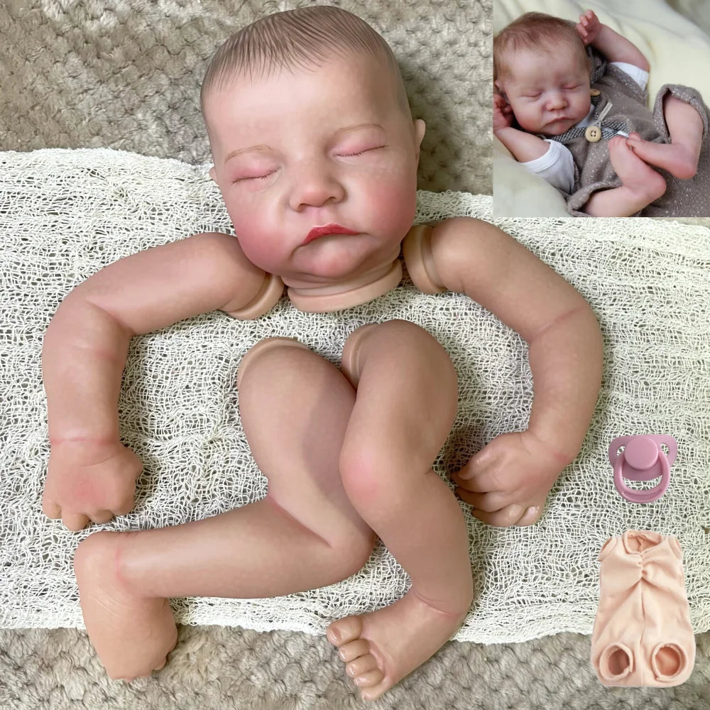 19inch Already Painted Reborn Doll Parts Levi Unassembled Lifelike Baby 3D Painting with Visible Veins Cloth Body Included