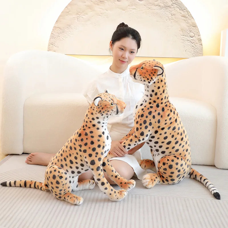 34-66CM Simulation Sitting Cheetah Plush Toy Skin Friendly Plush Stuffed Wild Animal Doll Photography Props Home Decoration