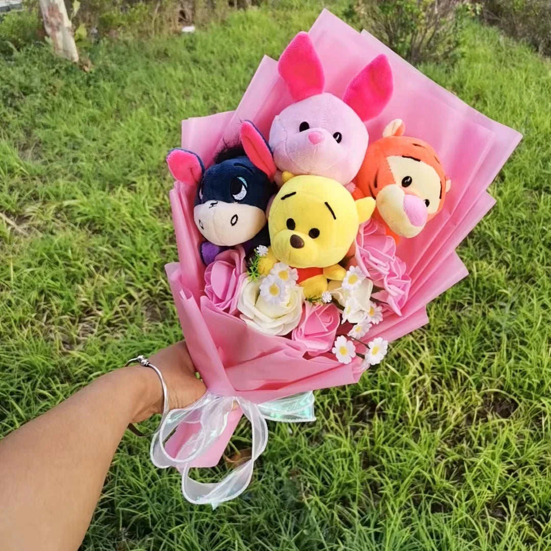 Winnie the Pooh Bear Tiger Pig Plush Bouquet Anime Cartoon Decoration Kids Birthday Gift Valentine's Day Gift For Women