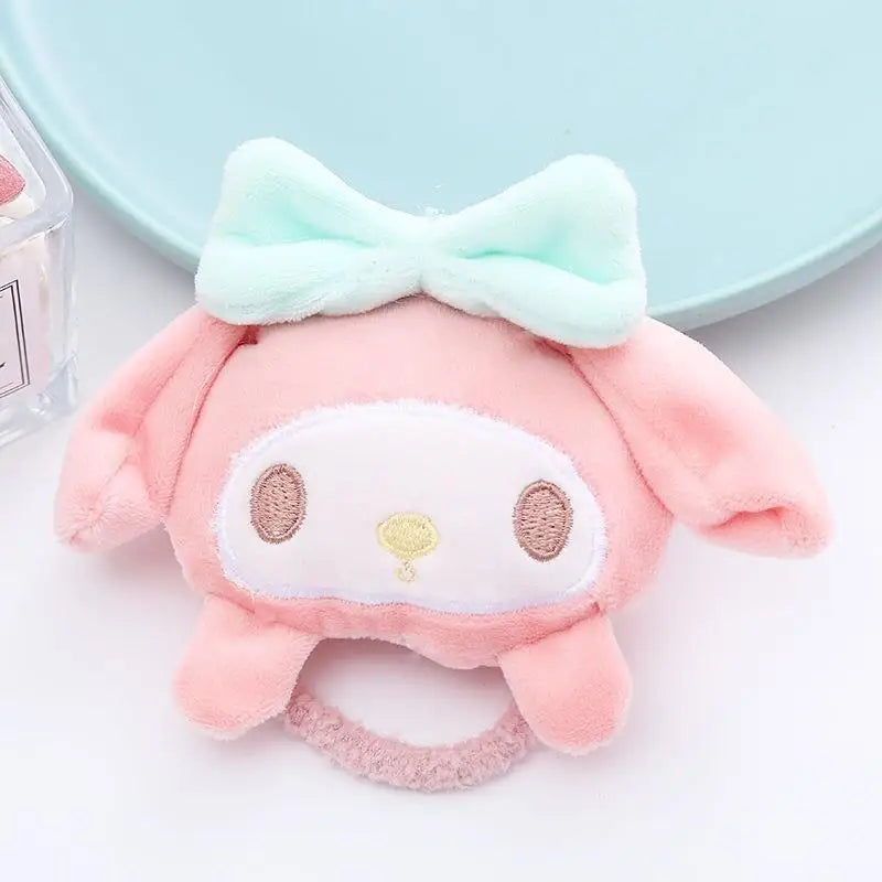 2024 New Sanrio Plush Hair Band Toy Cute Kuromi Hello Kitty Cinnamoroll My Melody Pompom Purin Headdress Kid Girl Birthday Gifts