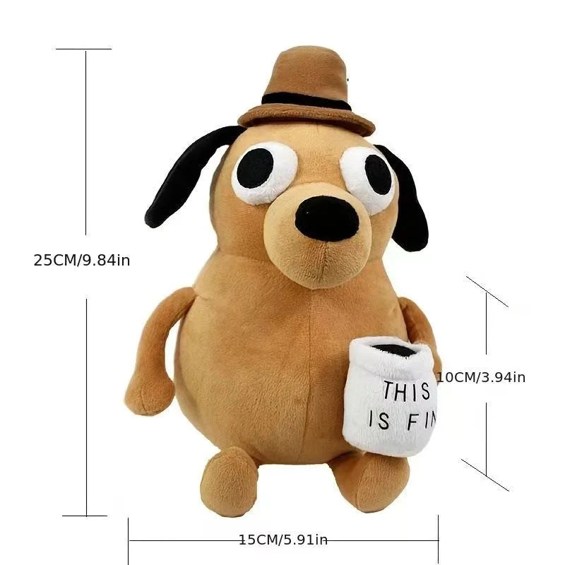 This Is Fine Meme Animal Coffee Dog Plush Toy Soft Stuffed Doll Kids Toy Gift for Children Boy Birthday