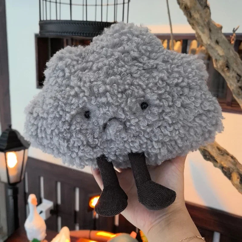 Hot Sale 23x26cm Dark Cloud Pillow Plush Stuffed Gray Cloud Natural Cushion with Legs Decor Room Plushie Birthday Gift