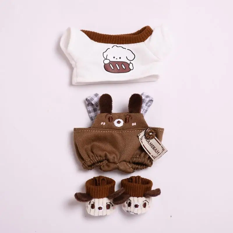 17cm Cute Mini Plush Doll'S Clothes Outfit Accessories For Korea Kpop Exo Labubu Idol Dolls Dog Overalls Set Clothing Kid Gift