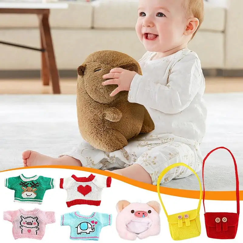 25cm Dress Up Capybara Toys With Clothes And Accessories Plush Throw Pillow soft Stuffed Capybara Hugging Plush Decorative Doll