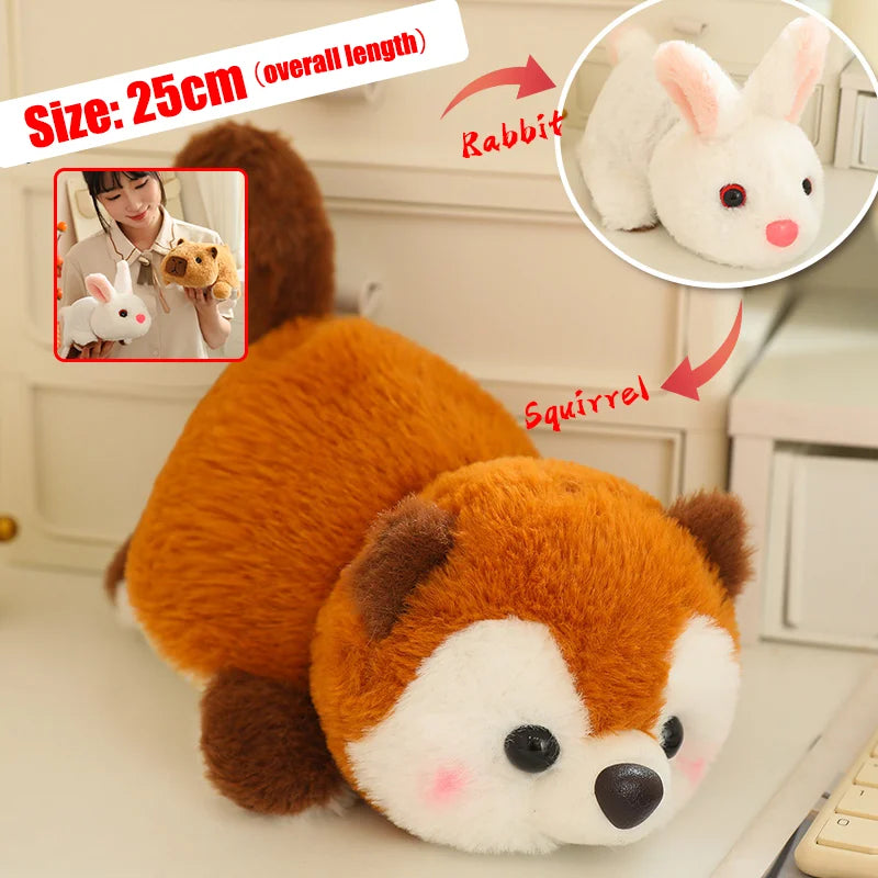 Cute Flip Panda Toys Kawaii Animals Red Raccoon Plush Dolls 2-in-1 Flip Change Cat Capibara Soft Pillows Graduation  Gifts