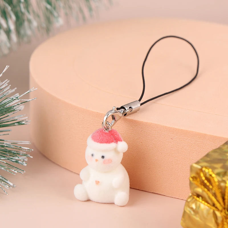 3D Flocking Panda Keychain Cartoon Plush Animal Keyring Bag Pendant Car Key Holder Earphone Charm DIY Jewelry Ornament Accessor