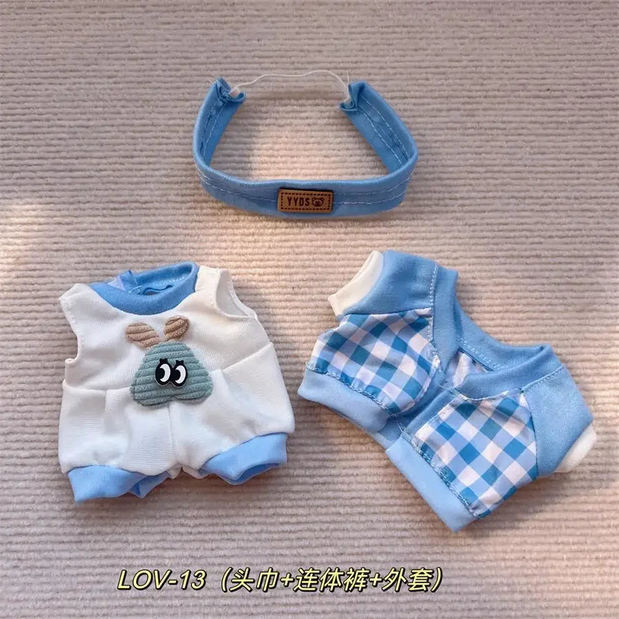 For Baby Three/20cm Rompers Cartoon Doll Replacement Outfit cotton doll baby clothes strap skirt no doll