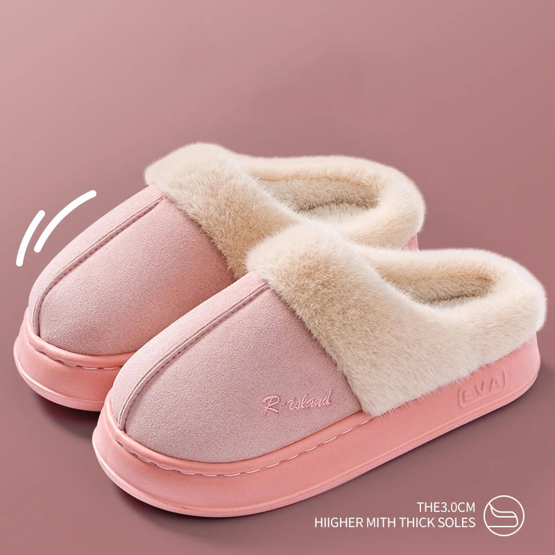 Platform Fluffy Slippers Women House Flats Fashion Plush Winter Designer Shoes Ladies Home Elegant Casual Footwear Big Size