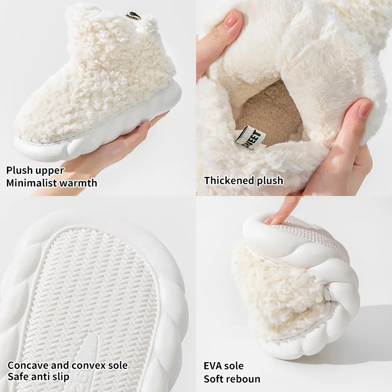 Cotton slippers for women's autumn and winter home use, new indoor plush bags with warm heels for external wear