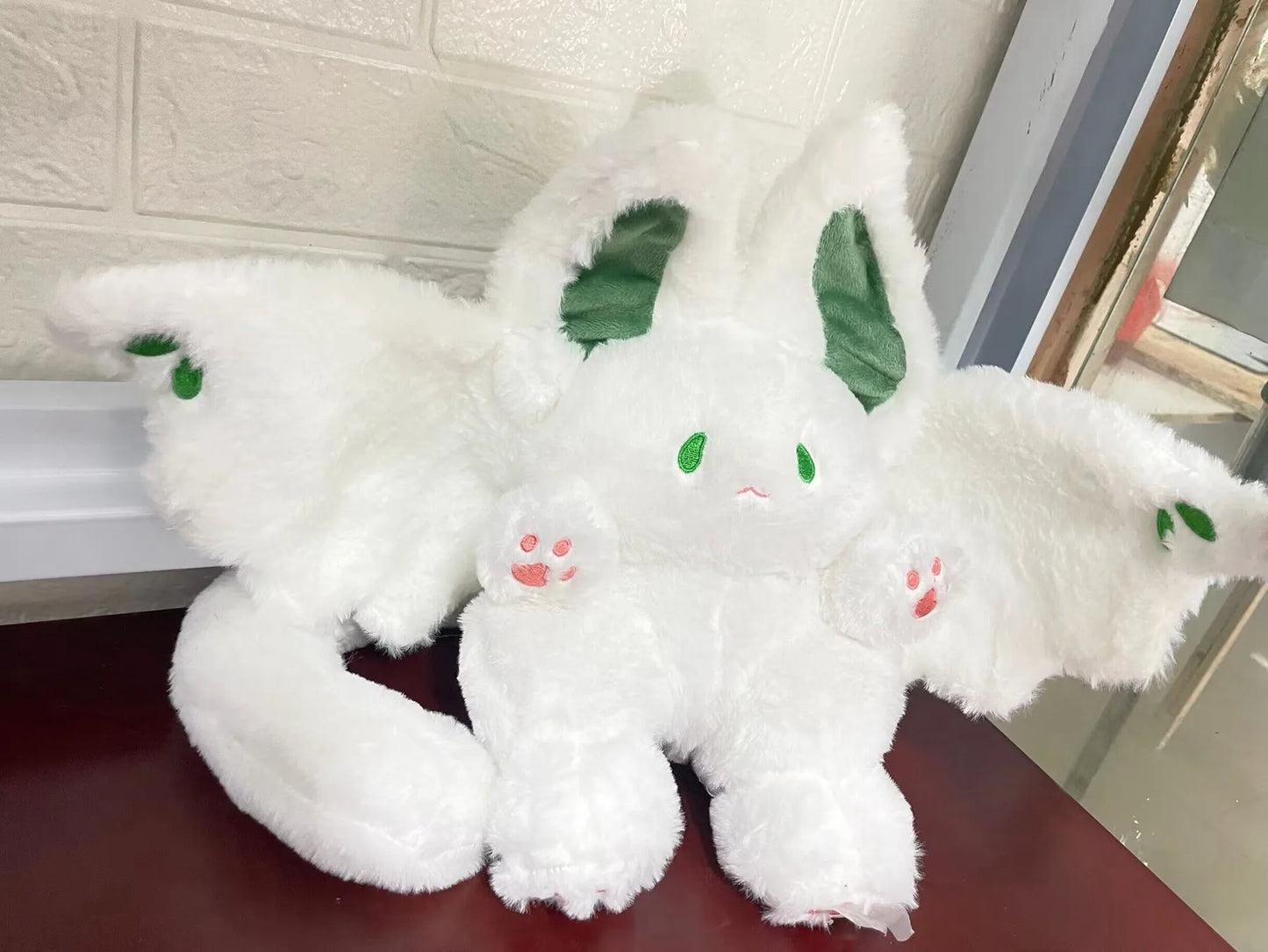 35cm Kawaii Fluffy Rabbit Cosplay Bats Dolls Plush Bunny With Wings Dolls Stuffed Flying Rabbit Peluche Surprised Present