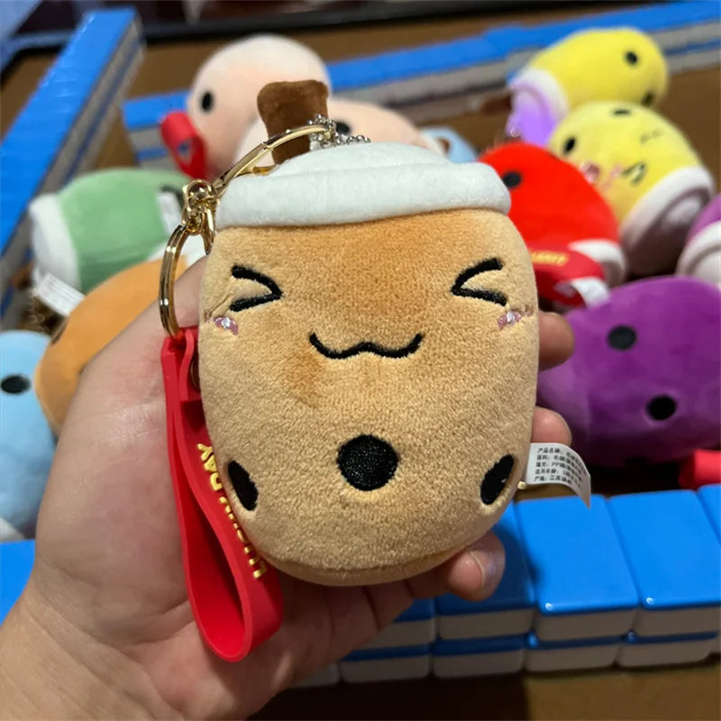 Lovely Bubble Tea Keychain Soft Plush Toy Keychain Stuffed Boba Doll Cute Backpack Decoration Best Birthday Xmas Gift for Girls