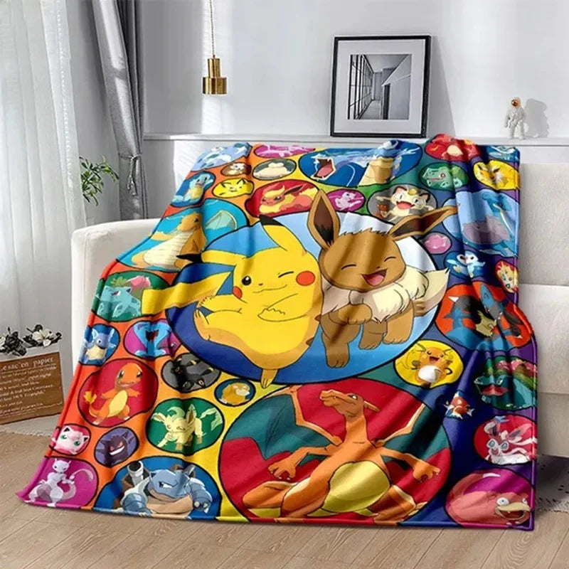 Pokemon Hot Cartoon Anime Flannel Blanket Pikachu Figures Home Sofa Lunch Break Blankets Children Student Blankets Nap Cover Kid