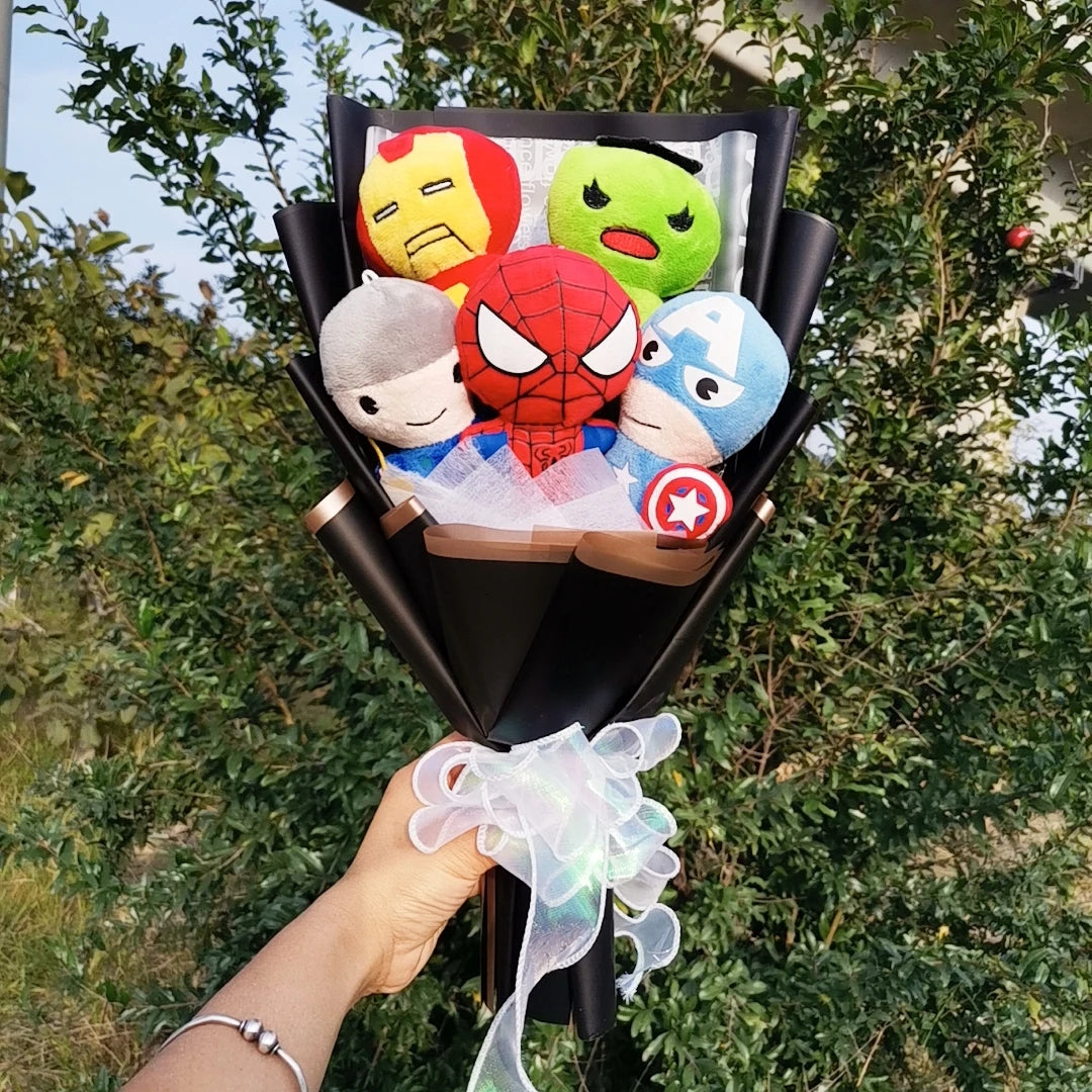 The Avengers Plush bouquets Anime Super Hero Spider-Man Iron Man Superman Captain America Plush Doll Toy Kids Birthday Gifts