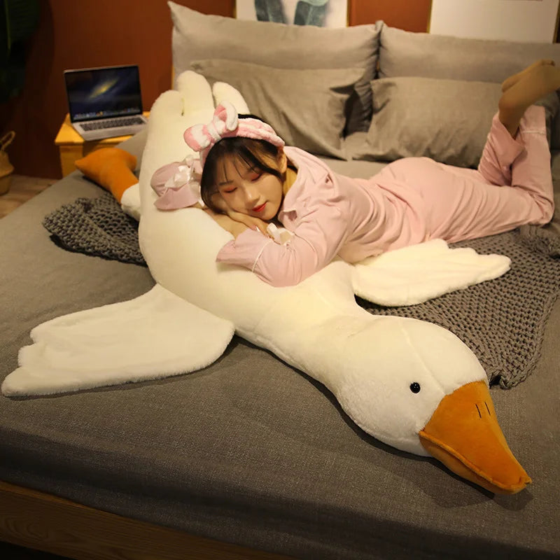 190cm Huge Duck Plush Toys Cute Big Goose Sleeping Pillow Cute Giant Duck Sofa Cushion Soft Stuffed Animal Doll Gift for Kids