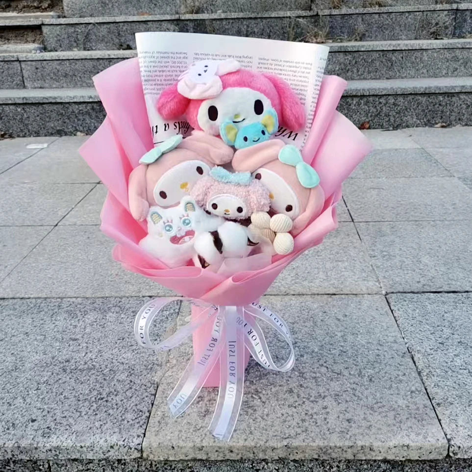 Anime Hello Kitty Kuromi Plush Doll Toy Cinnamoroll Sanrioed Anime Doll Toy Bouquet Valentine's Day Birthday Christmas Gift