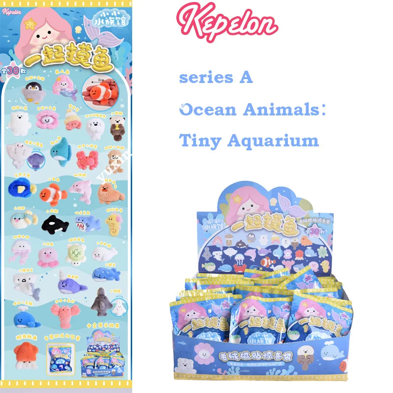 Kepelon Kawaii Figure Magnetic Sticker Blind Box Collection, 30 Bags/Box Creative Plush Toys,Cute Animal Figurines Gift Toys