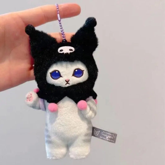 Kawaii Sanrio Plush Keychain Hello Kitty Kuromi Ugly Fish Cat Crossdressing Shark Cat Fried Shrimp Toy Cinnamoroll Bag Pendant