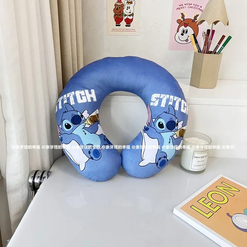 Disney Lilo & Stitch U-shaped Neck Pillow Stitch Angel Comfortable Cartoon Printed Travel Nap Pillow Airplane Office Washable