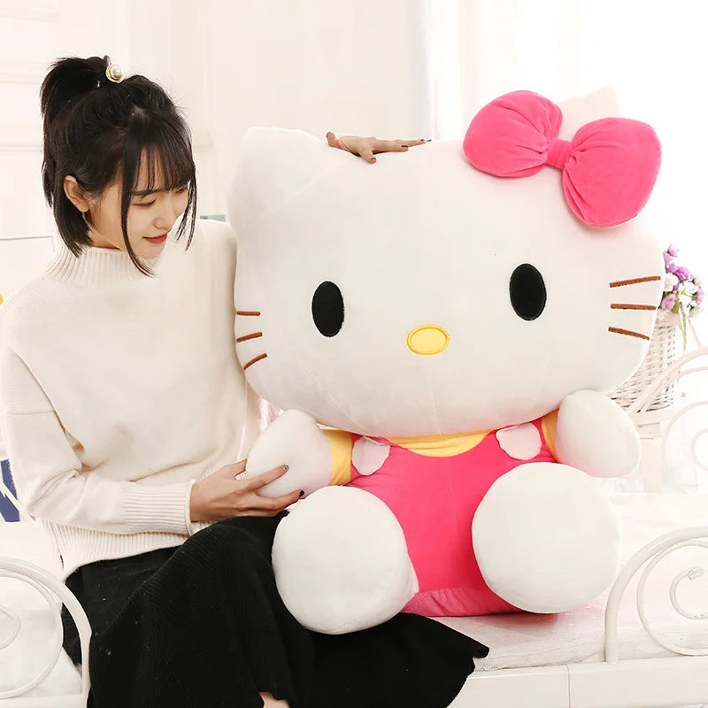 Big Size Lovely Sanrio Plush Hello Kitty Peluche Plush Kawaii KT Plushies Hello Kitty Stuffed Doll Animal Toy Ragdoll Xmas Gift