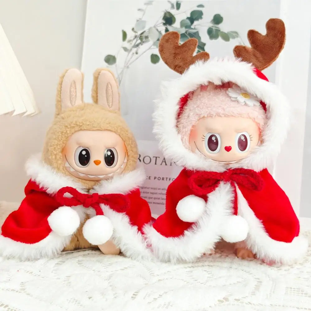 For labubu cloth Baby Clothes Pendant Labubu Christmas Winter Hooded Fawn Cloak Cute Decoration Little Clothes