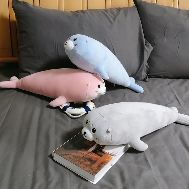 50cm-90cm Cute Seal Plush Toy Soft Sea World Animal Soft Stuffed Sea Lion Plush Doll Sleeping Pillow Children Birthday Gift