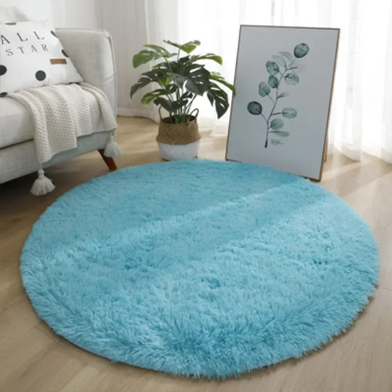 VIKAMA Cute Round Soft Shaggy Dirty Resistant Rug Modern Kids Bedroom Round Rug Plush Baby Room Shaggy Round Carpet