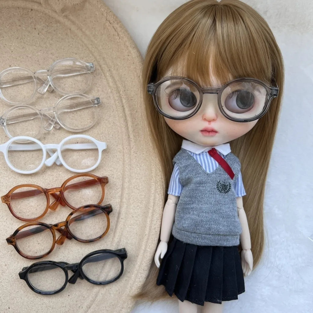 For Blythe labubu Ob22/Ob24 Doll Glasses 20cm 15cm Cotton Doll Star Doll Transparent Glasses Accessories