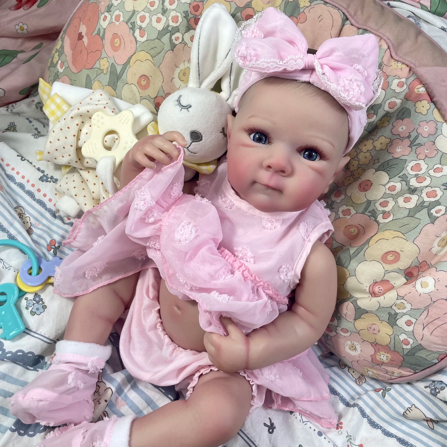 MRB 18Inch Finished Reborn Baby Doll Full Silicone Vinyl Girl Washable Bettie With Painted Lifelike 3D Skin Reborn Christmas Toy