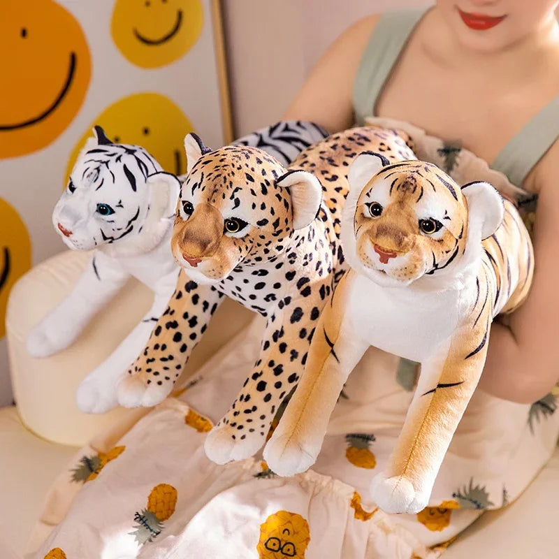 New Simulation Tiger Leopard Plush Toys Soft Wild Animals Simulation White Yellow Tiger Doll Children Kids Birthday Gifts