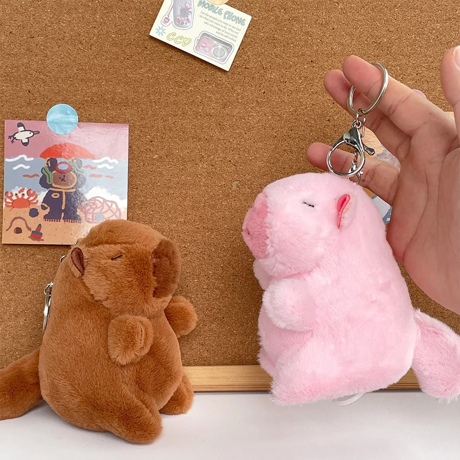 Kawaii capybara plush toys cute wagging tail doll creative keychain backpack accessories pendant pendant kids gift couple