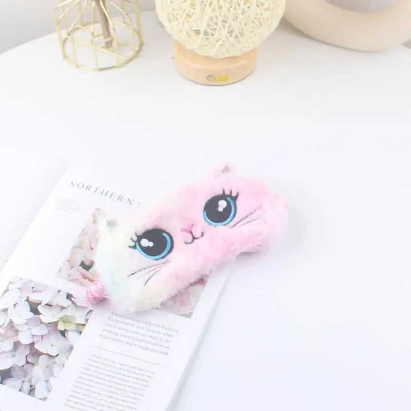 Cartoon Plush Eye Mask Simulation Silk Lunch Break Cute Students Cat Plush Eye Shading Tool Blackout Colorful Plush Eye Mask