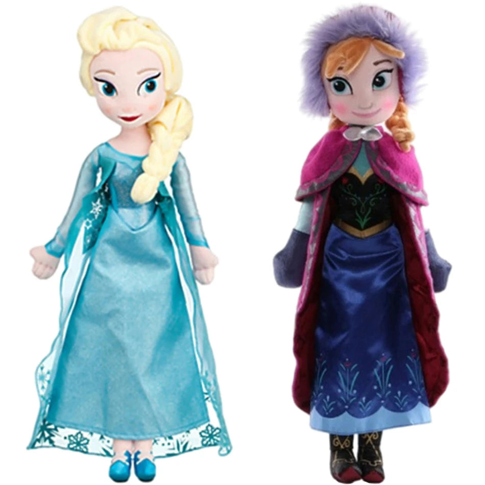 40cm Anime Frozen Plush Princess Anna Kawaii Doll Snow Queen Princess Anna Elsa Soft Stuffed Toys Gifts For Girls Birthday Kids