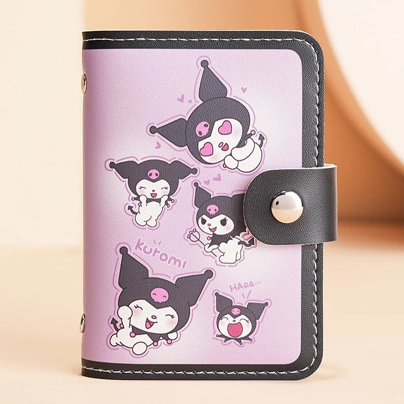 Kawaii Sanrio Wallet Bag Hello Kitty Bank Card Bag Id Credit Card Holder Cartoon Kuromi My Melody Cinnamoroll Bag Pu Mini Album