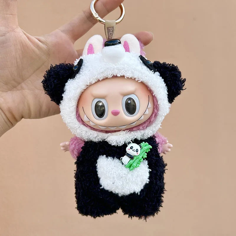 New 17cm Pendant Cute Labubu Doll Clothes Fashion Dress Headgear Stuffed Accessories Cos Anime Plush Cartoon Decor Birthday Toys