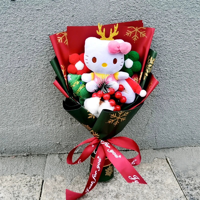 Christmas Hello Kitty Plush Doll Toy With Santa Claus Christmas Tree Bouquet Valentine's Day Birthday Christmas Gift