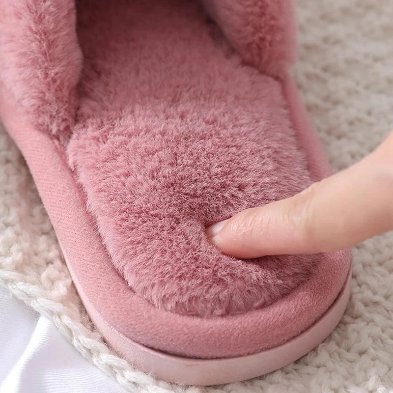 Winter cross imitation rabbit fur warm fur slippers Korean version women's indoor home slippers women's outdoor slippers