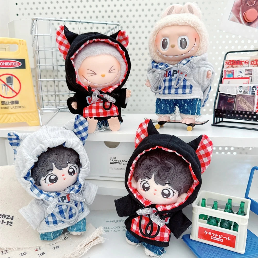 17cm Mini Plush Doll'S Clothes Outfit Accessories For Korea Kpop Exo Labubu Idol Youth Cool Sweater Set Clothing Gift