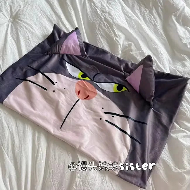 Eeyore Pillowcase Lovely Cheshire Cat Lucifer Cat Pillow Cover Cute Anime Grey Cat Pillowcase Bed Home Decor Gifts Girl