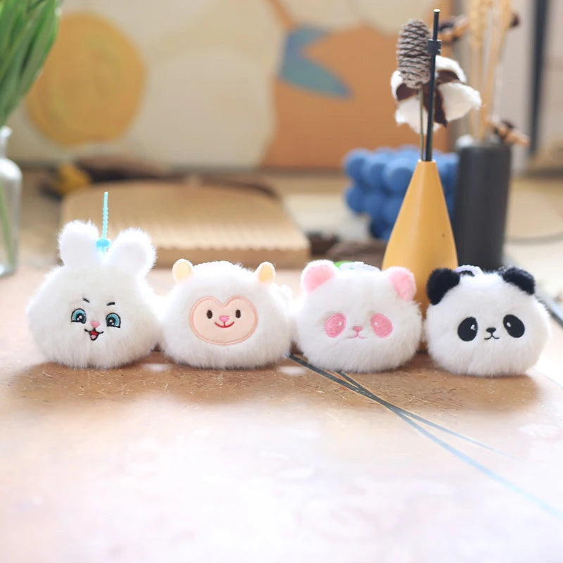 Cartoon Rabbit Panda Bear Plush Toys Pendant Cute Stuffed Animal Doll Keychain Bag Pendant Backpack Hanging Decoration Kid Gifts