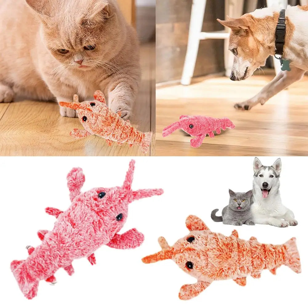 Moving Cat Toys Electric Lobster Rechargeable Simulation Jumping Shrimp Plush Electric Pet Teasing Cat Dogs Toys Pet Supplies