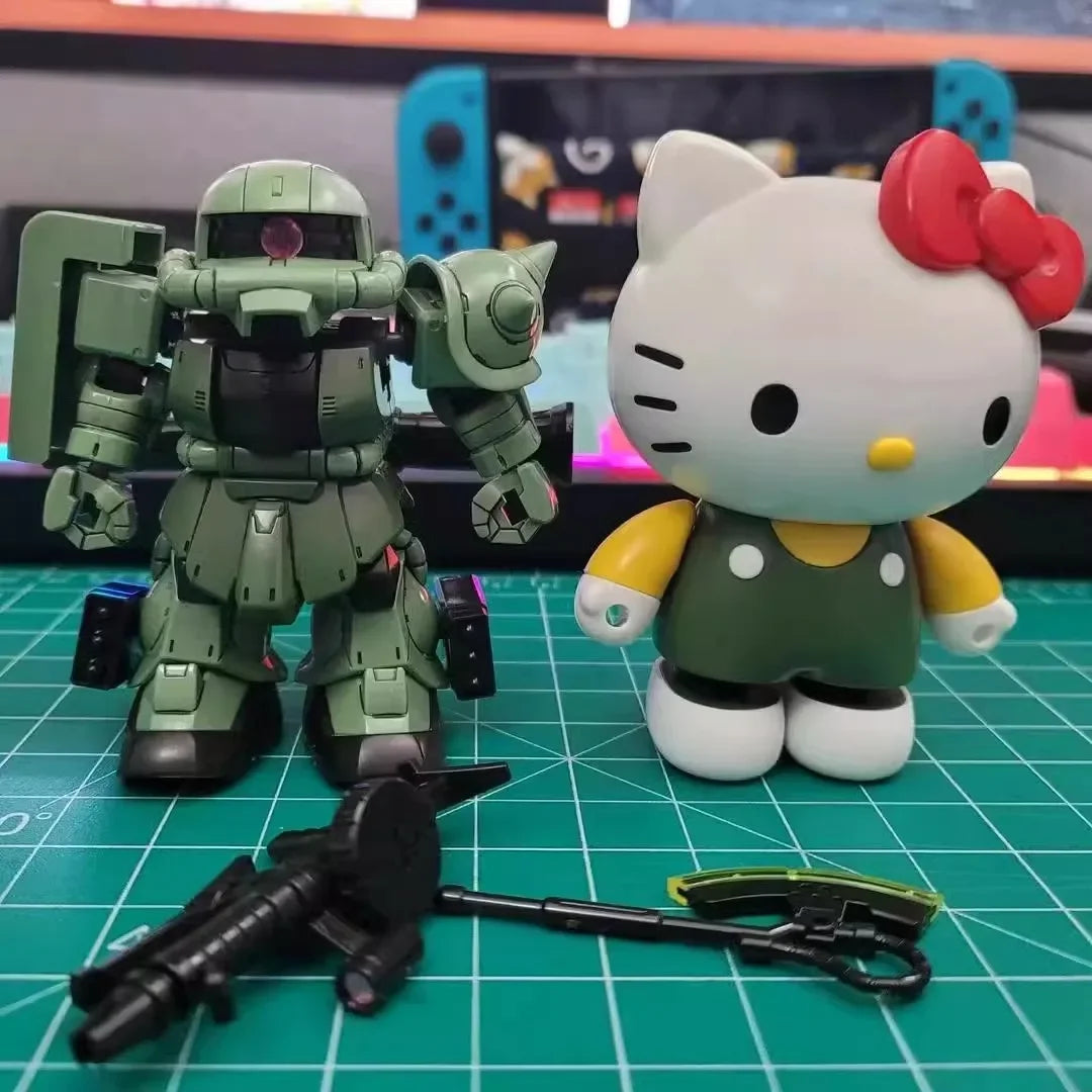 Mengshan Zaku 2 Figure Hello Kitty KT Series Collection Assembly Model Action Figures Robot Figurine Cute Plastic Toy Girl Gifts