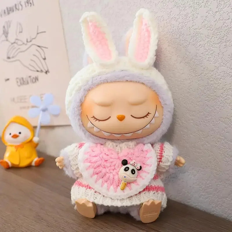 Clothes only For 17 cm  labubu winter sweater outfit Hoodies Doll Clothes for labubu V1 V2 DIY accessories