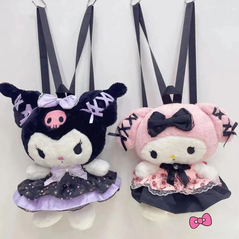 Kawaii Sanrio Bag Kuromi Plush Backpack Lolita Style Plushies Stuffed Animal Doll Toys My Melody Bag Women Tote Girl Christmas