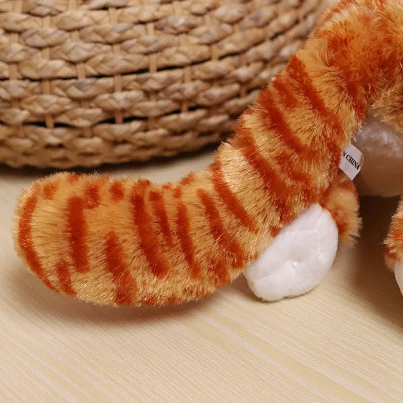 20cm-48cm Fluffy Lifelike Real Prone Striped Cat Plush Doll Stuffed Pure Colors White Kitten Toy Pets Animal Kids Gift