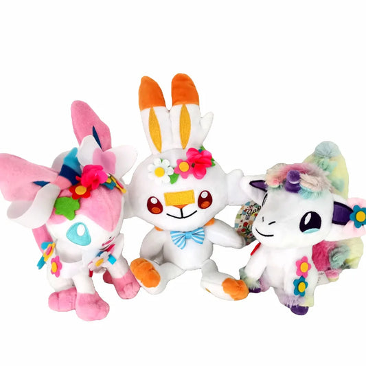 Pok é mon Sword Shield Flame Rabbit Fairy Eevee Rainbow Horse Plush Toy Doll Spring Festival Easter Doll Toy Festival Gift