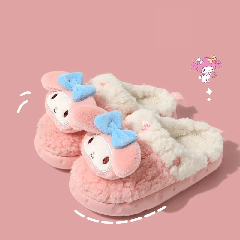 Hello Kitty Children's Slippers Winter Cute Indoor Warm Plush Slippers Sanrio Cute Girl Birthday Gift Anime peripherals