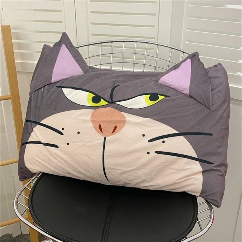 Disney Lucifer Cat Pillowcase Lovely Lucifer Cat Plush Pillow Cover Cute Anime Grey Cat Pillowcase Bed Home Decor Gifts Girl