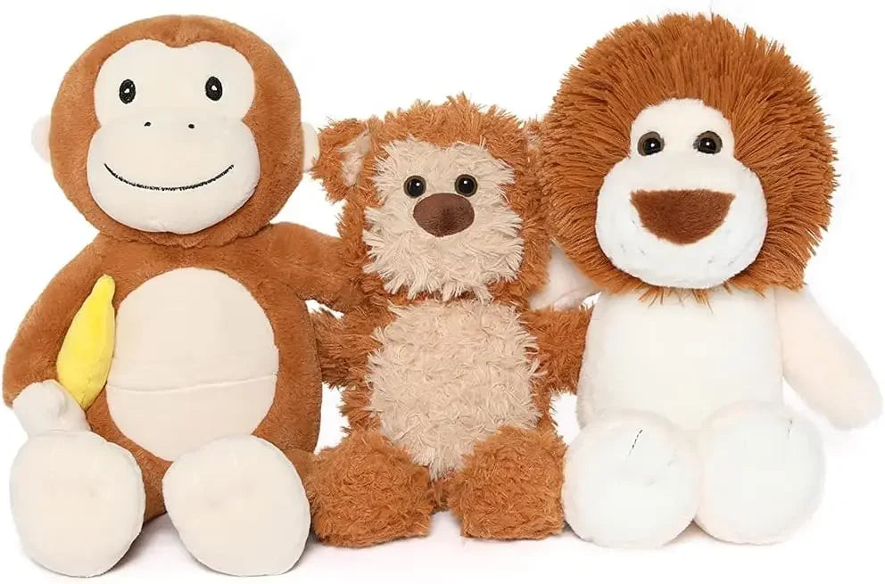 Tezituor 3 Packs Small Teddy Bear Stuffed Animals Set Stuffed Bear/Monkey/Lion Plush Animals for Kids