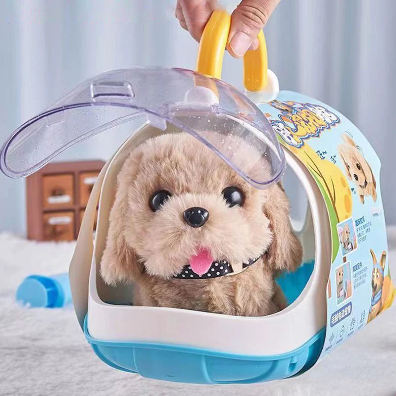 New Electronic Pet Dog Toy Walking Interactive Dog Plush Doll Toys Vibrating Automatic Moving Electric Puppy Gift For Baby Kids