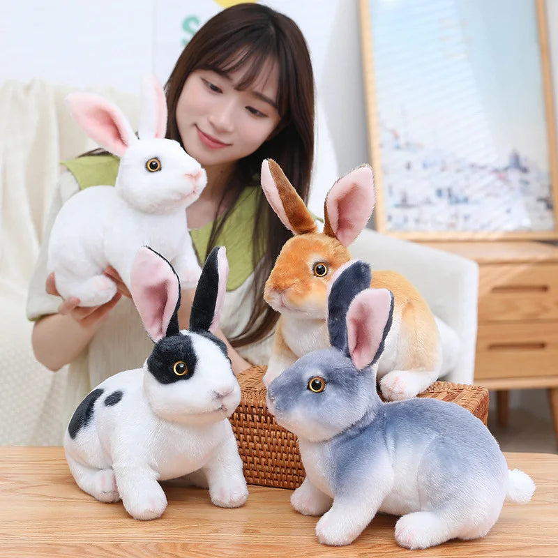 Simulation Kawaii Long Ears Realistic Rabbit Plush Toy Lifelike Animal Stuffed Doll Toys for Birthday Gift Room Decor